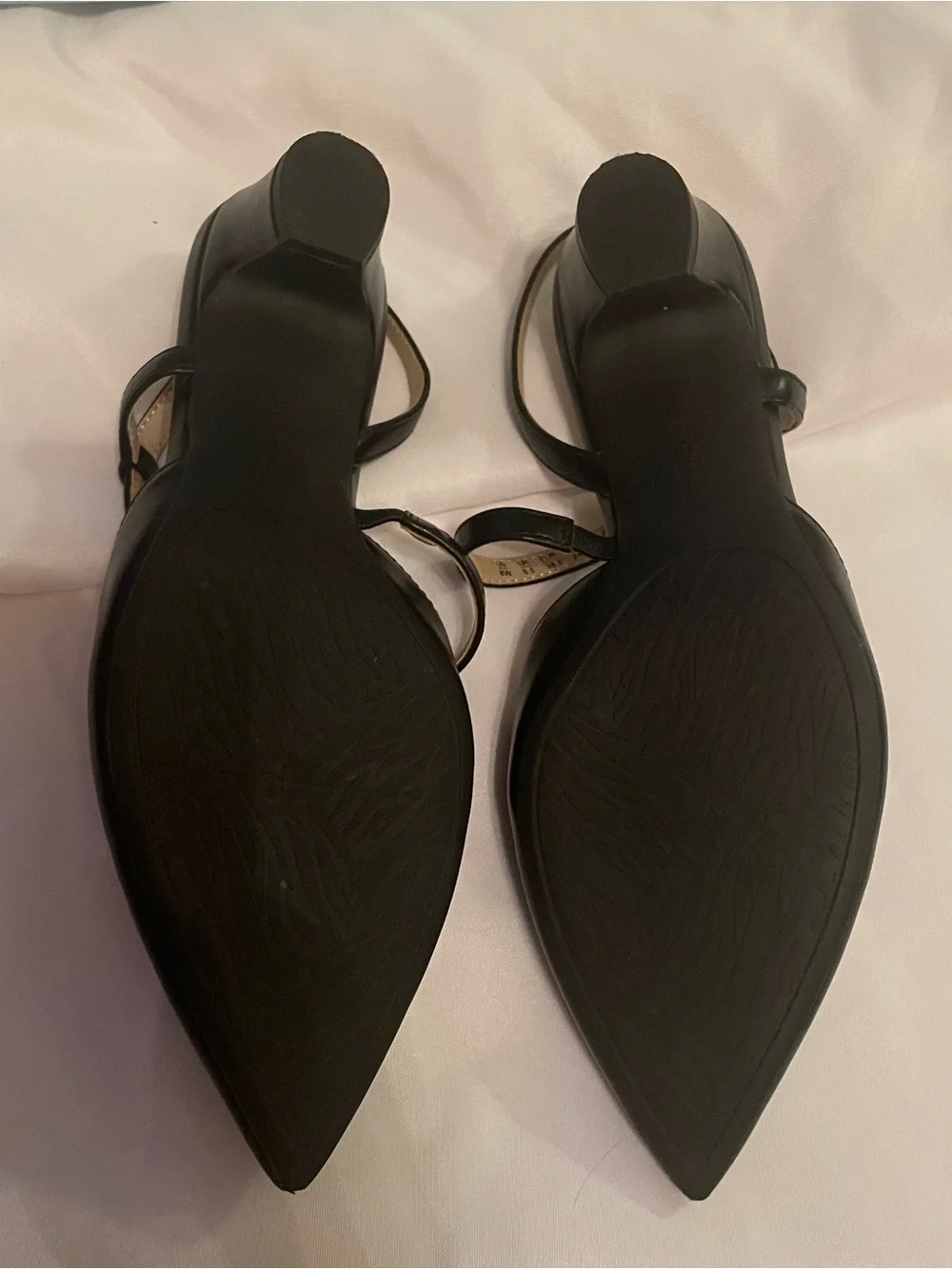 Life Stride Minimalist Soft System Black Pointed Toe Slingback Heels Size 8 Wide